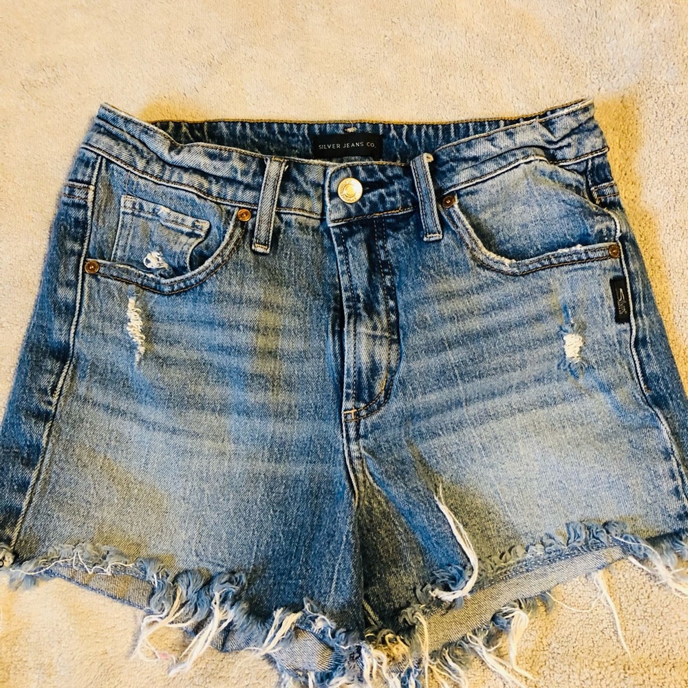 Silver Jeans Women's Distressed Blue Jean Shorts